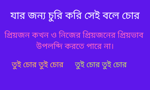 যার জন্য চুরি করি সেই বলে চোর