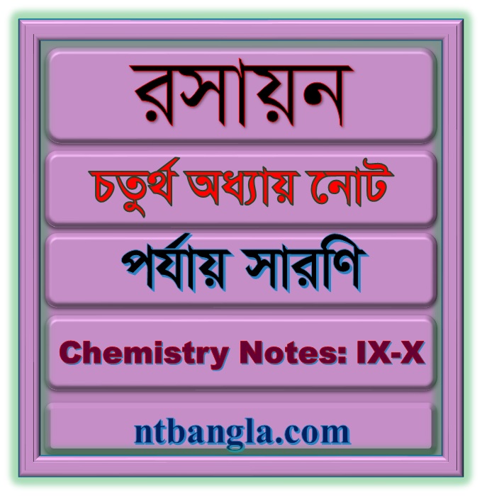 নবম দশম শ্রেণি রসায়ন চতুর্থ অধ্যায়-পর্যায় সারণি নোট